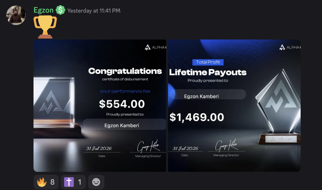 Alpha Capital payout of $554.00 beside $1,469.00 in lifetime payouts